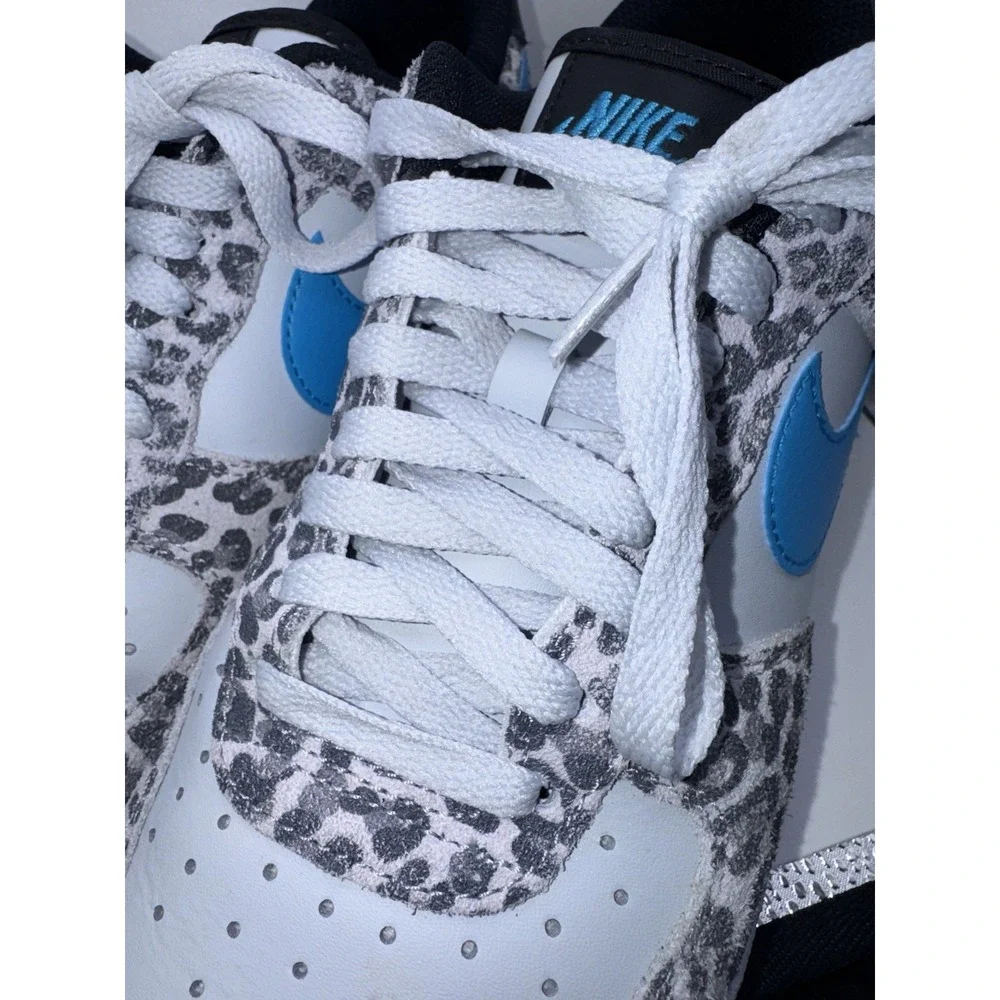 Nike Air Force 1 Low Leopard Print Blue Swoosh DJ6192 001 Mens 9.5 - Picture 10 of 11
